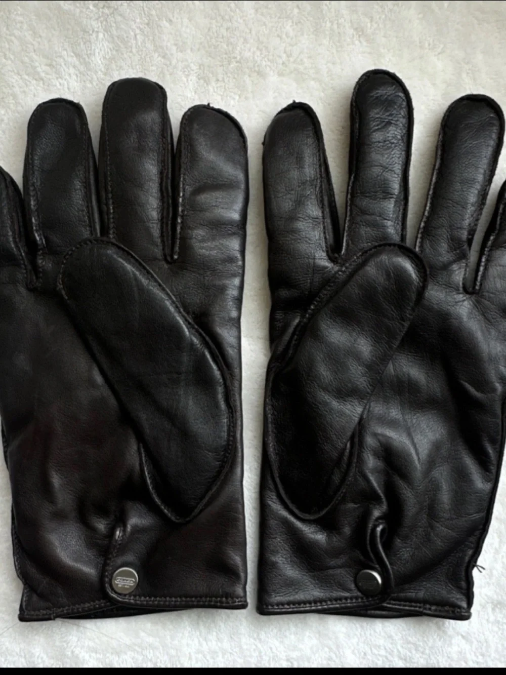 VTG 90s COACH Brown Leather & Cashmere Gloves XL